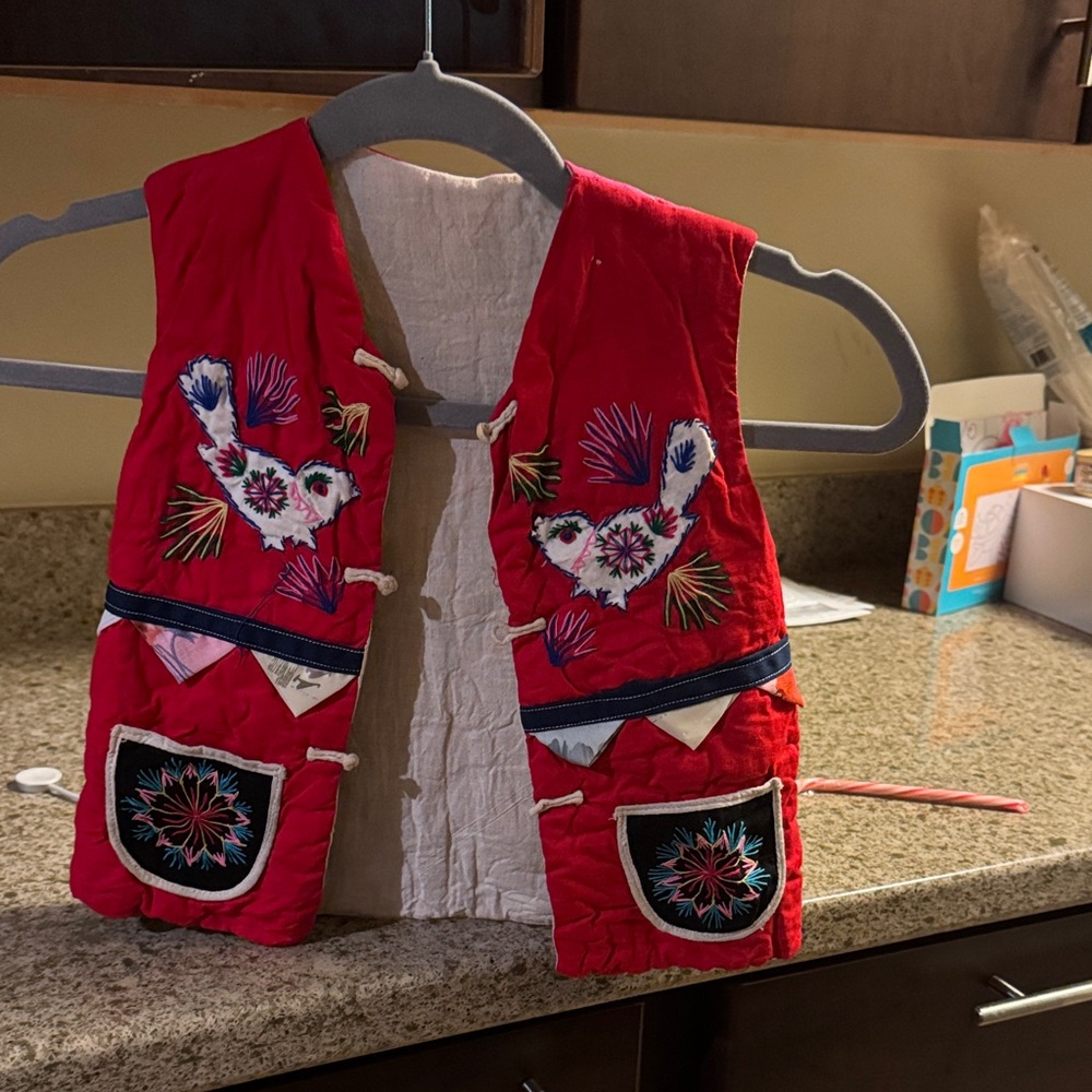 Colorful Quilted Vest with Embroidery